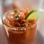 Refreshing drink with salted rim