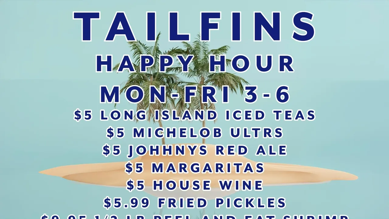 Happy hour specials at Tailfins
