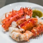Crab legs with dipping sauce