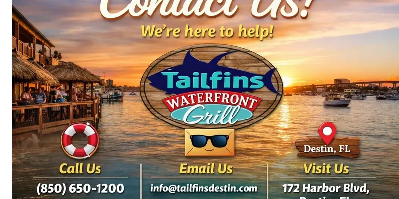 Tailfins Destin contact information displayed